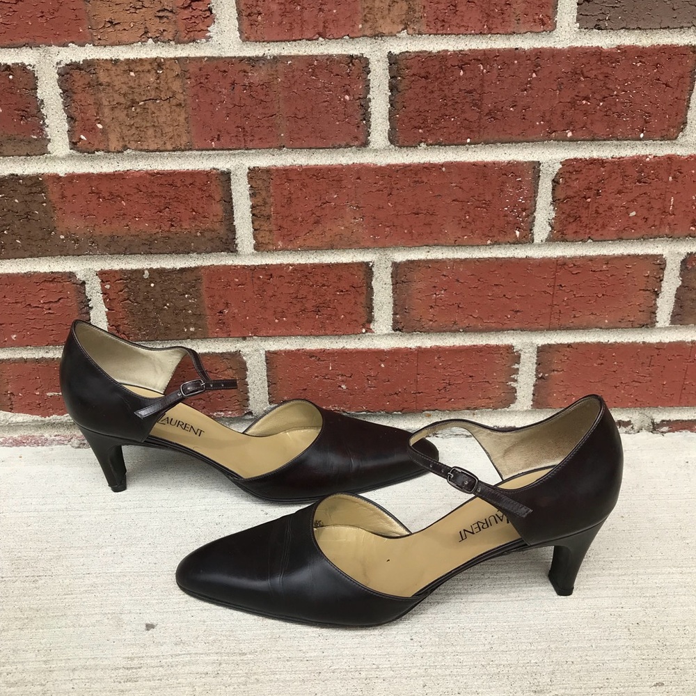 Yves Saint Laurent Dark Brown Leather Heels 7.5M